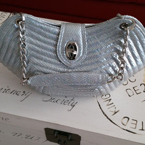 Eric Javits New Baby Rattler Silver Handbag